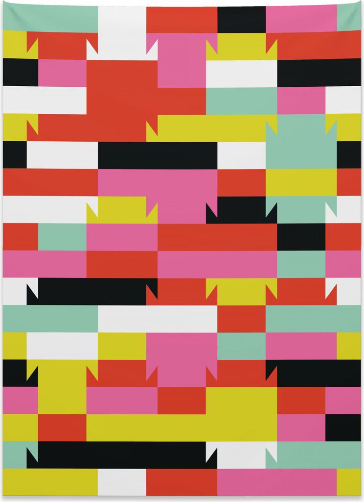 Abakuhaus Bunt Wandteppich, Geometrische Blocklinien aus Weiches Mikrofaser Stoff Kein Verblassen Klare Farben Waschbar, 110 x 150 cm, Mehrfarbig