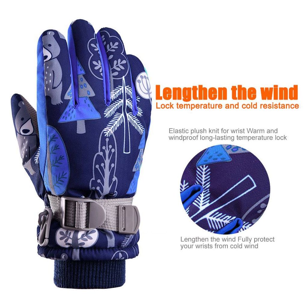 Andake Kinder-Skihandschuhe - Warm, Wasserdicht Mit Rutschfester Handfläche & Anti-Verlust-Schnur