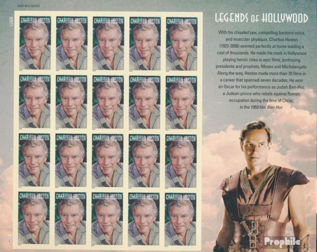 Briefmarken USA 2014 Mi 5078BA Fb Folienblatt (kompl.Ausg.) postfrisch Charlton Heston