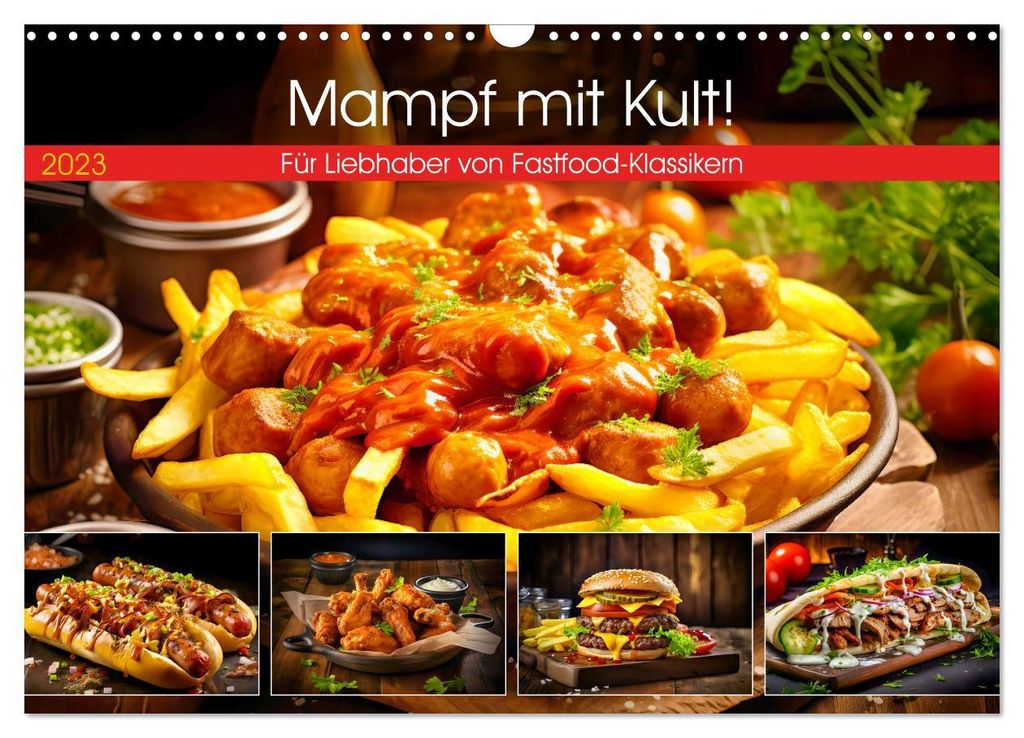 Mampf mit Kult! - Für Liebhaber von Fastfood-Klassikern (Wandkalender 2027 DIN A3 quer), CALVENDO Monatskalender