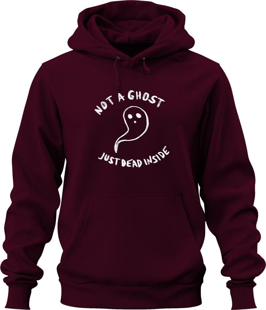 Not a Ghost Just Dead Inside Halloween gruselig sarkastisch emo Uni Hoodie Kapuzenpullover, Burgundy, XL