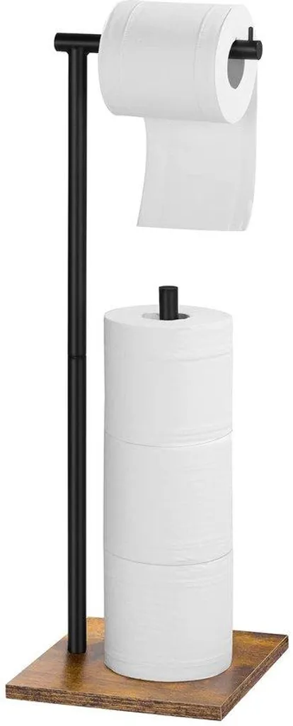 Porte-papier toilette stable anti-chute avec réserve en bois massif