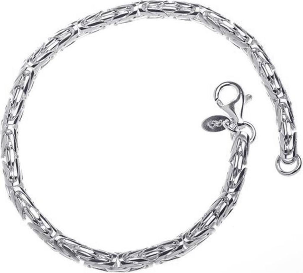 SILBERKETTEN STORE Königskette Armband, rund 4mm - 925 Silber, Länge wählbar von 16-25cm - 17cm