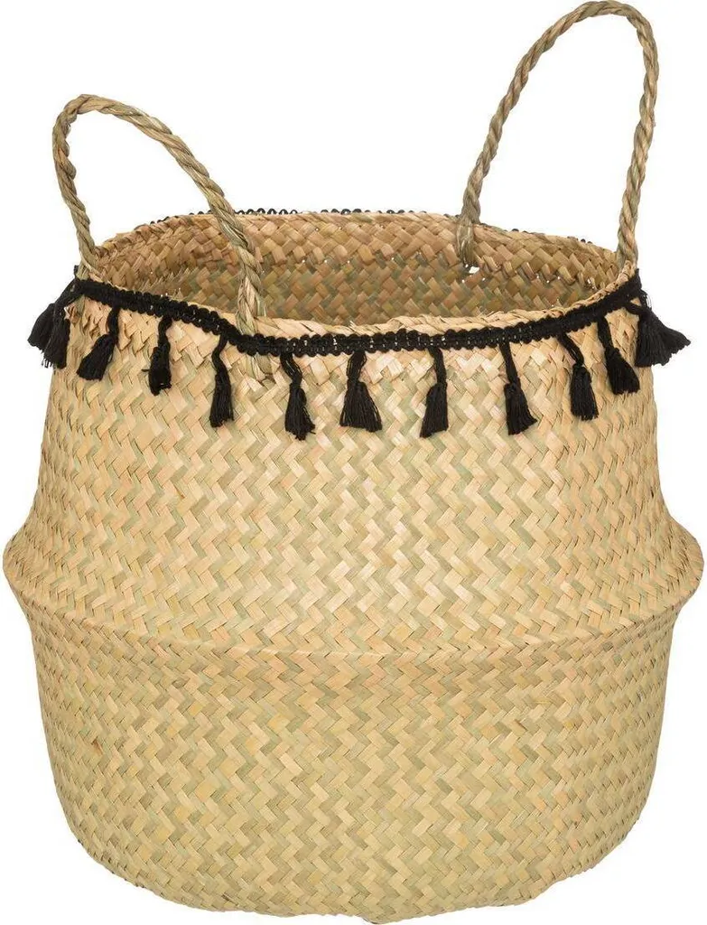 Panier pliable Alina en jonc de mer naturel Atmosphera - Design 38x33 cm