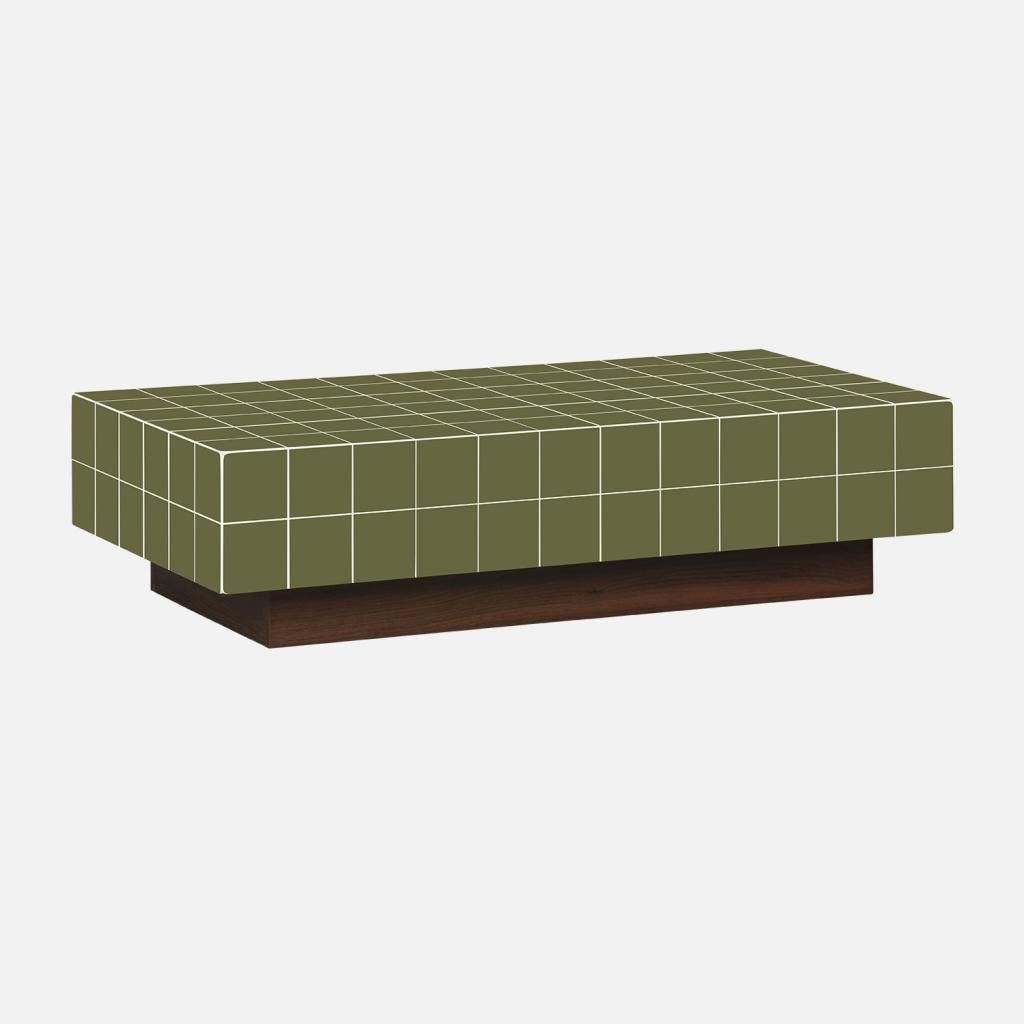 sweeek - Couchtisch mit Zementfliesenoptik - Khaki Produktbild 