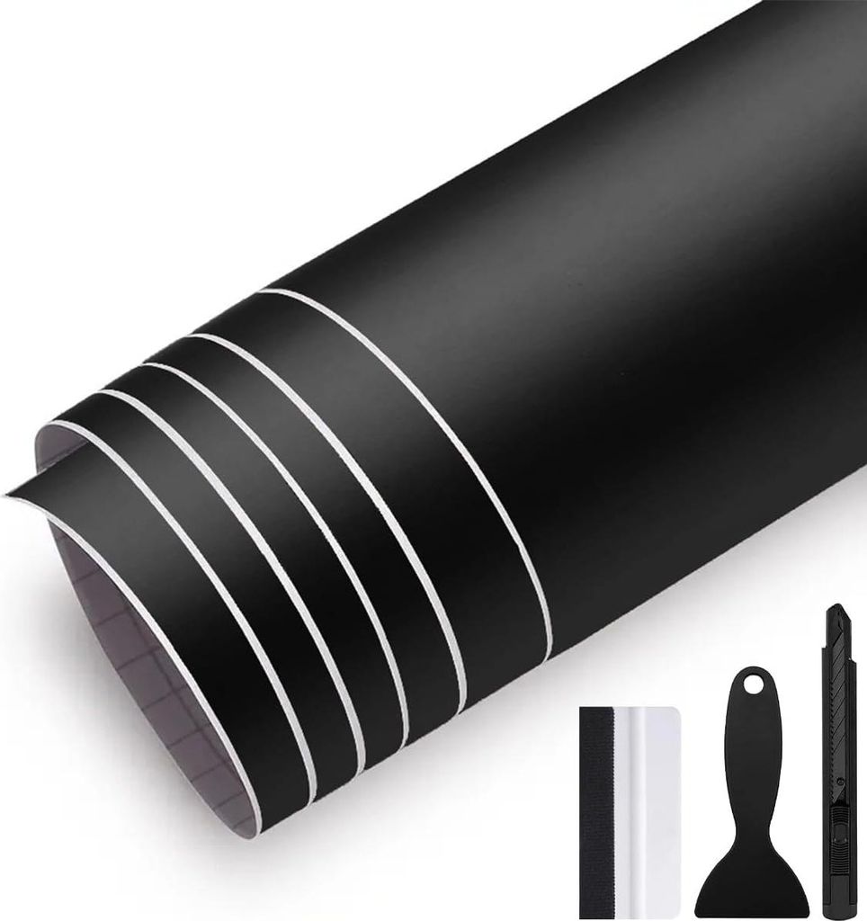 Mattschwarze Autofolie - blasenfrei - 1 Stück - 300 cm x 30 cm