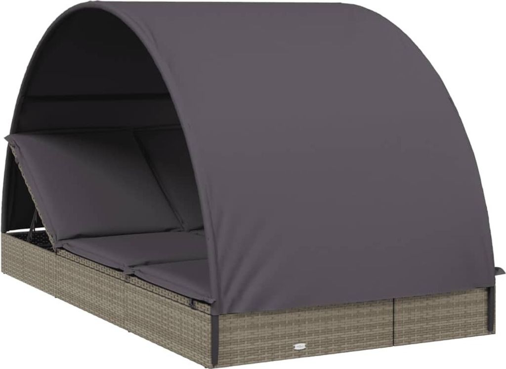 vidaXL 2-Personen-Sonnenliege mit Dach Grau 211x112x140 Produktbild 
