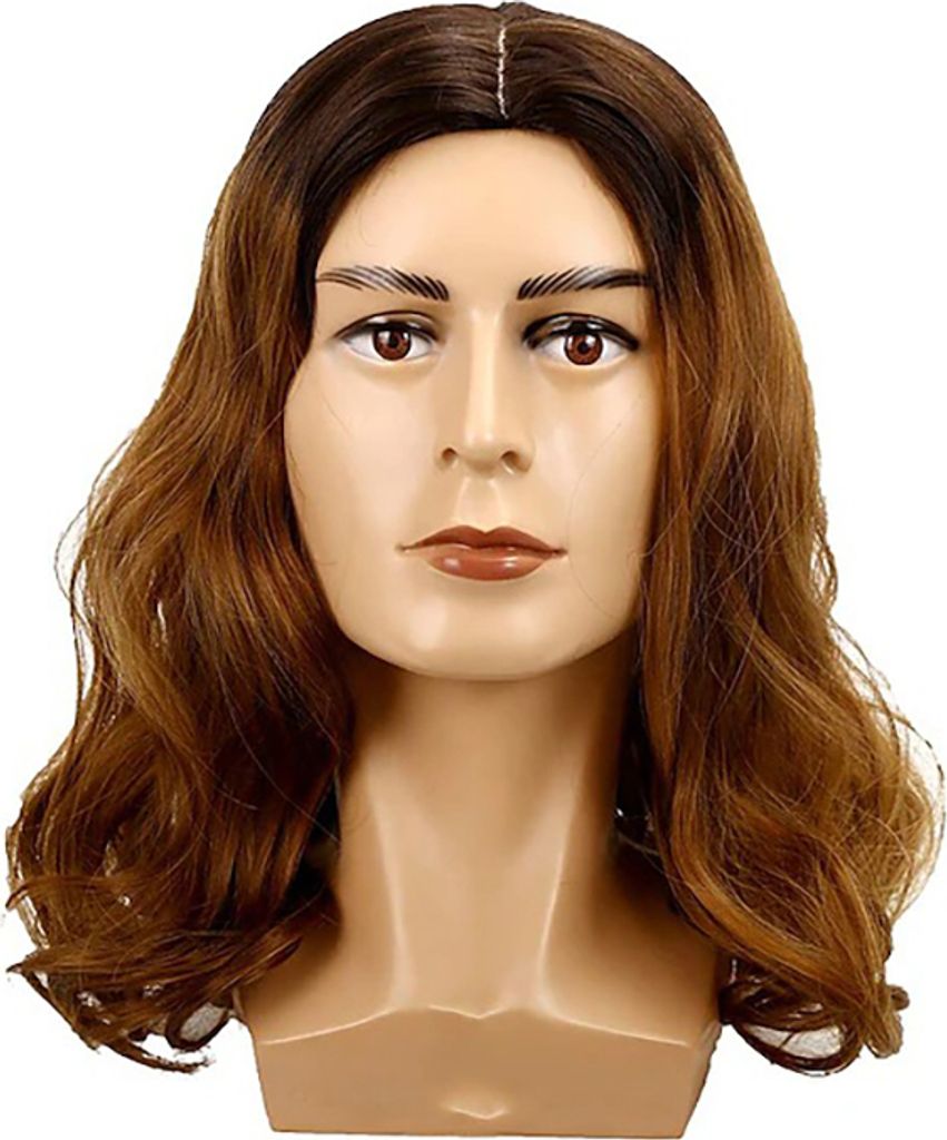 INF Herren Synthetische Cosplay Perücke - Schulterlange Glatte Braune Perücke