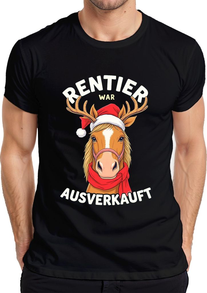 Rentier war t Pferd Weihnachtsmann lustig Geschenk Herren T-Shirt, Schwarz, S