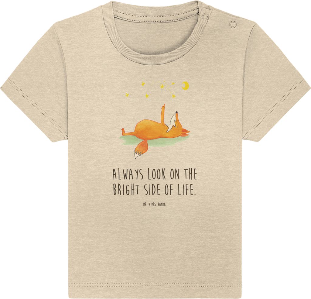 Mr. & Mrs. Panda T-Shirt Fuchs Sterne 12. - 18. Monat - Natural Raw - Geschenk, Optimistisch, Positiv, Romantik, Kinder, Öko Baby, Kurzarmshirt, M...