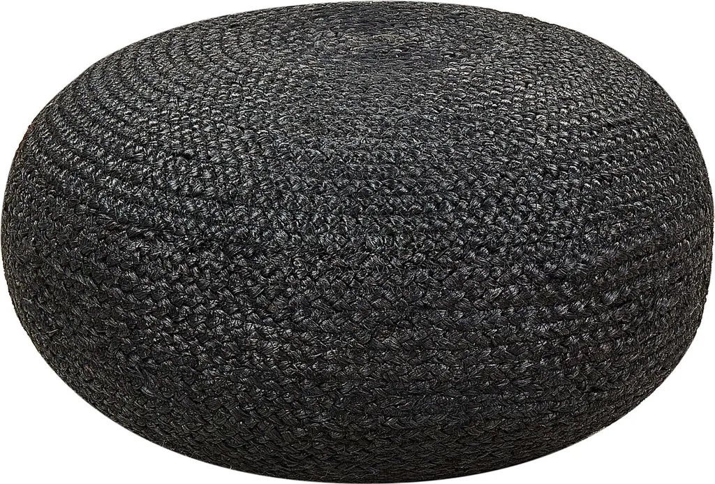 Pouf en jute noir 50 cm Tifelt Lumarko - Siège d'appoint artisanal