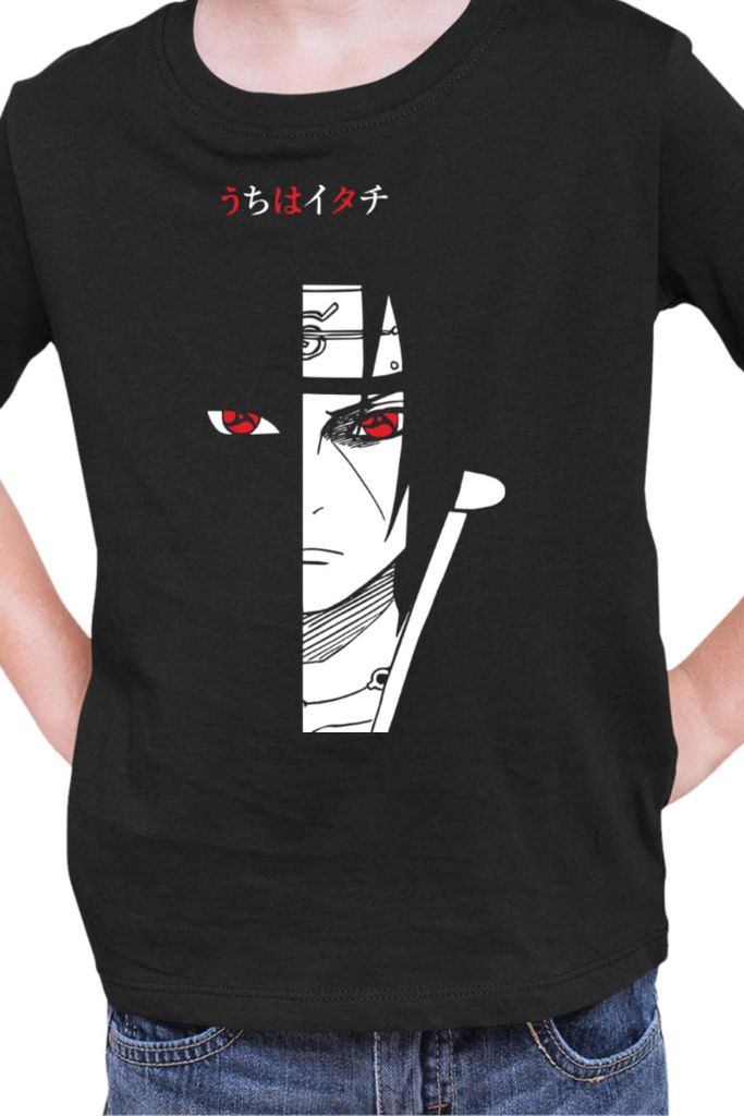 Kinder T-Shirt Naruto Itachi Silhouette, 3-4 Jahr - 104 / Schwarz