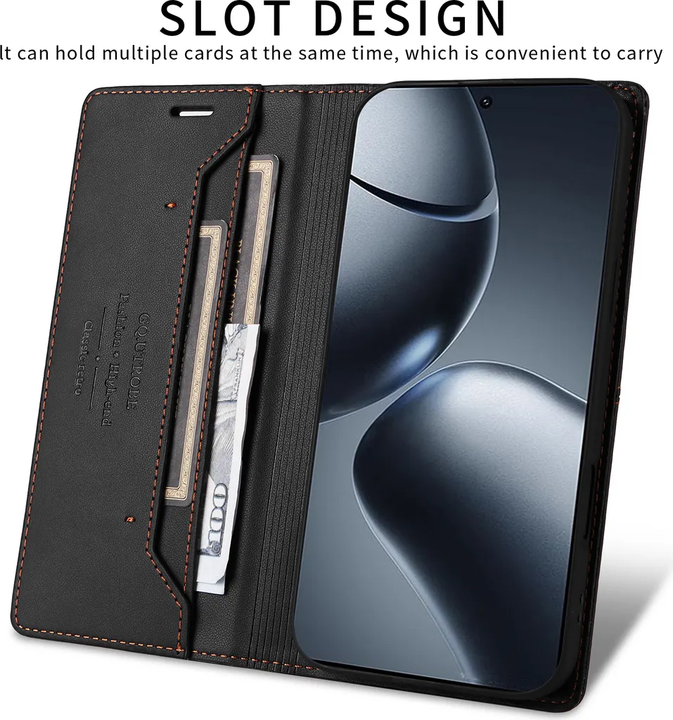 Custodia Xiaomi 14T Pro in Pelle: Wallet Case con Stand e Slot Carte - 5