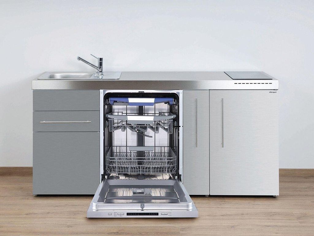 Stengel Miniküche MPGG 180 A Edelstahl mit Kühlschrank und Geschirrspüler groß