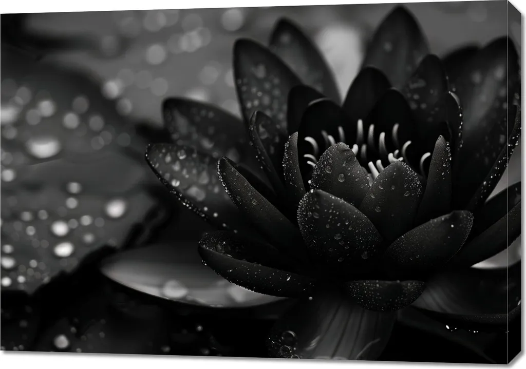 Quadro Moderno Loto Nero 100x70 - Arredo Casa Minimalista Elegante