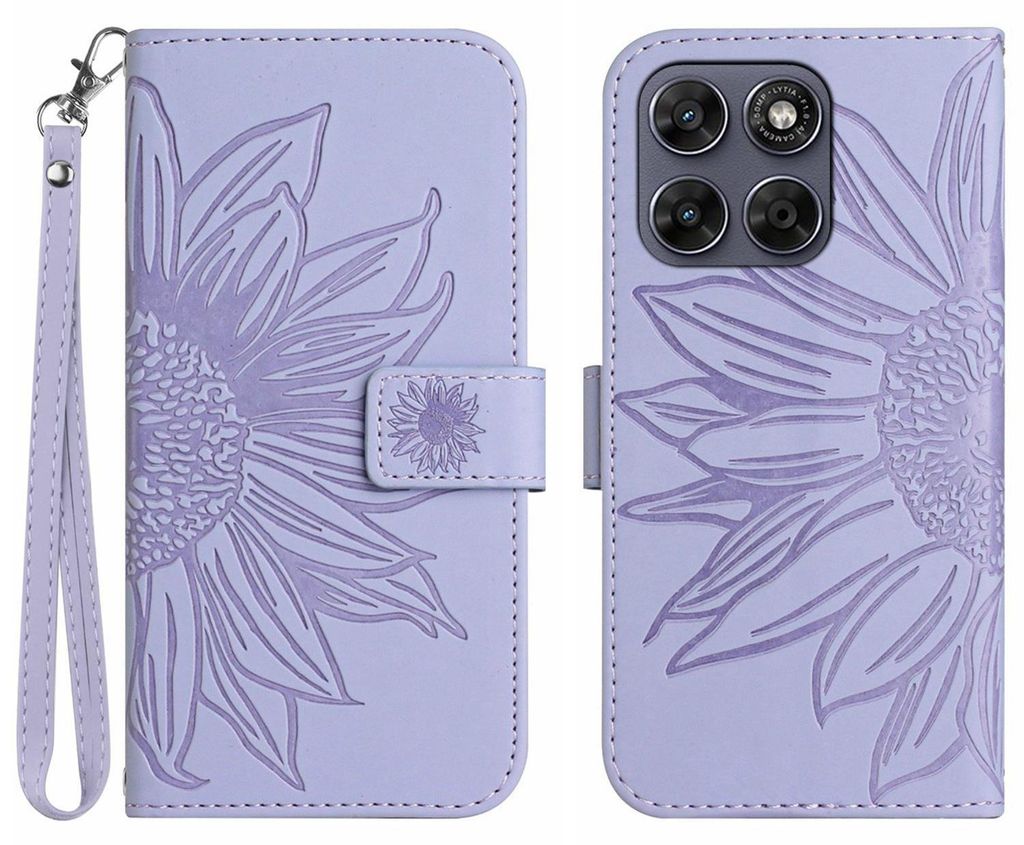 Coverup Sonnenblumen Klapphülle - Motorola Moto G67 / G77 Hülle - Lavendel