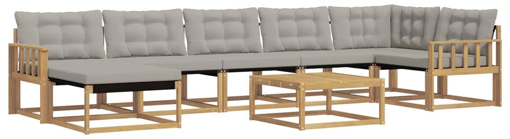 vidaXL Outdoor-Sofagarnitur 8 pcs Weiß und Hellgrau 79 x 79 x 37 cm