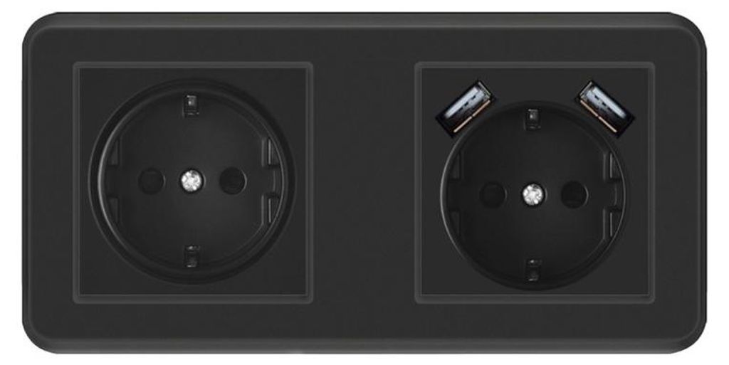 Techstar® PCU2 zásuvka, dvojitá, 2 x USB, 2.1 A, čierna Obrázok produktu 