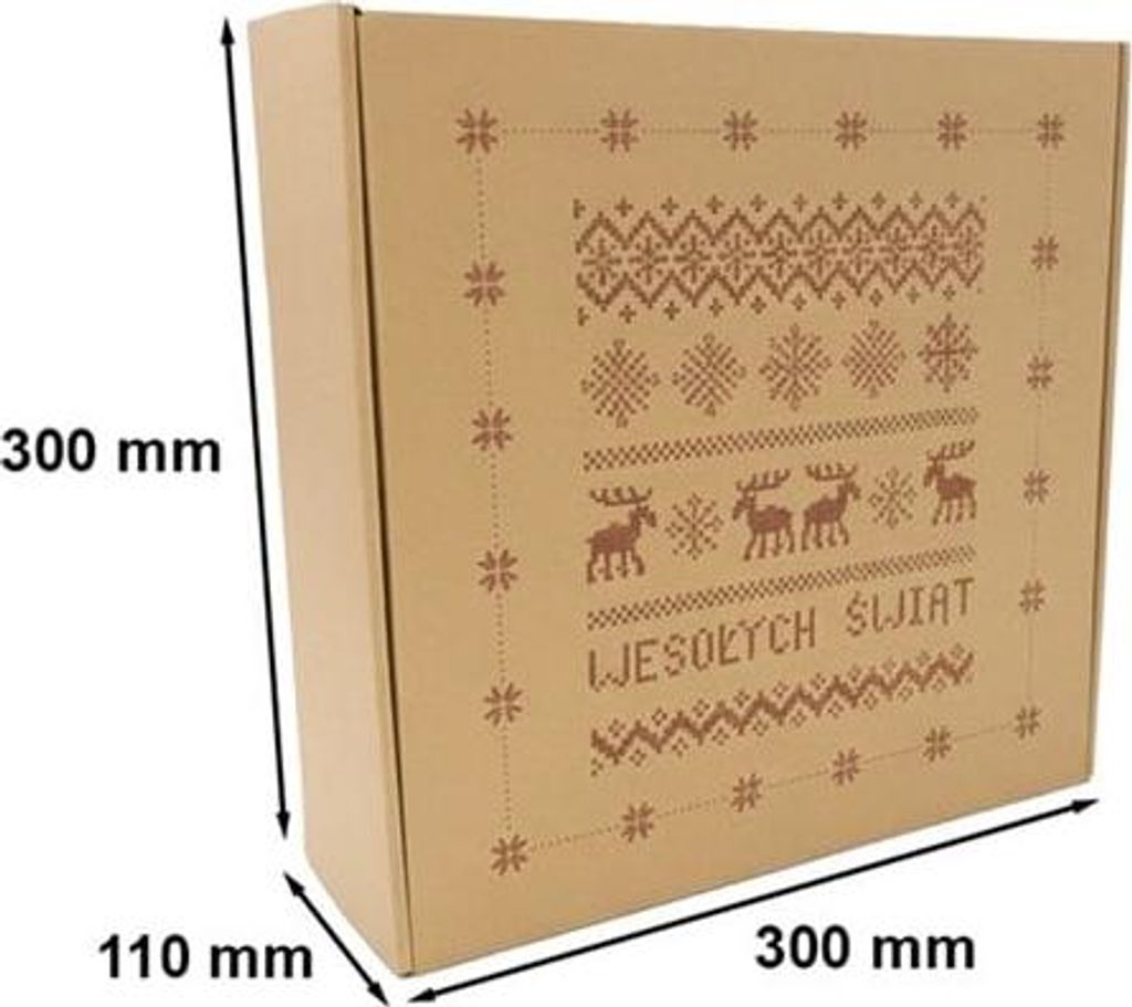 Weihnachts-Karton Renifery 300x300x110mm Geschenkbox