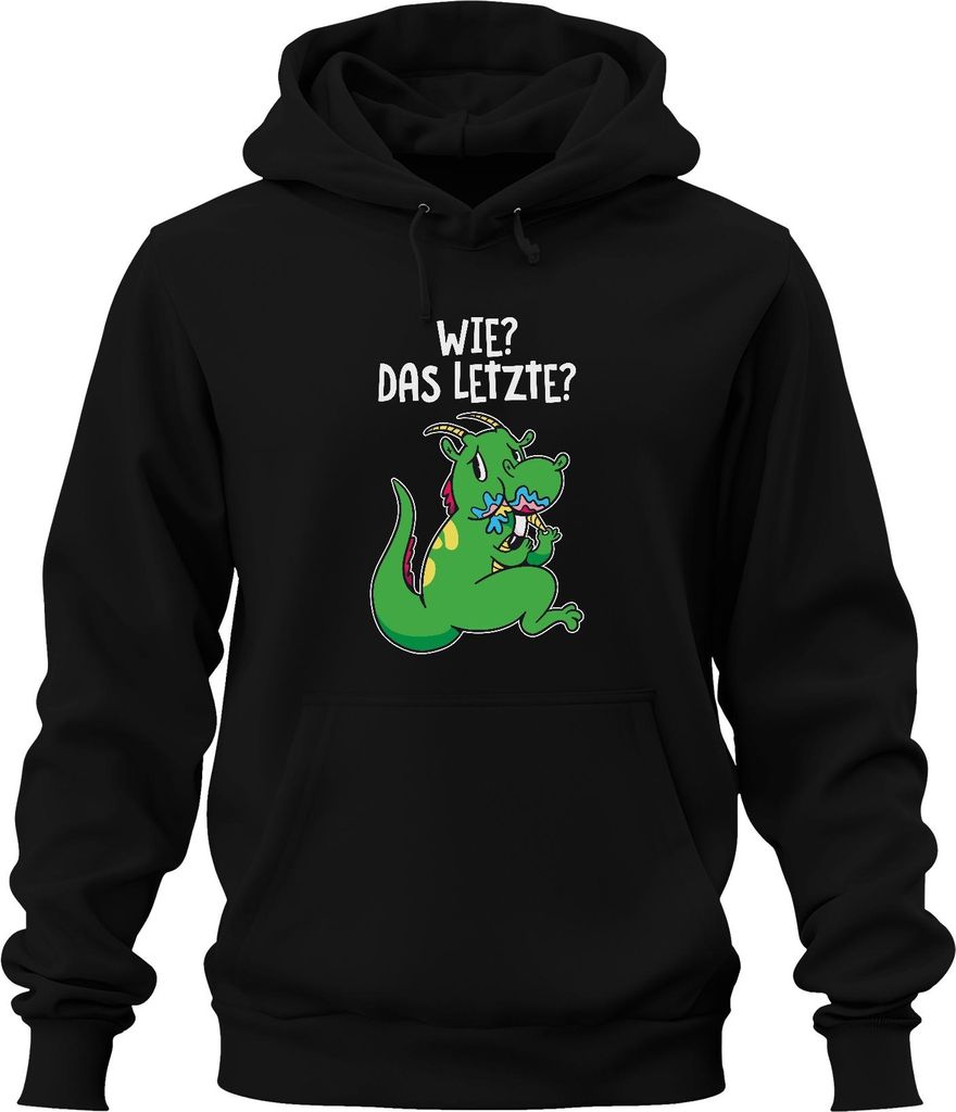 Wie Das Letzte lustiger Cartoon Drache Eis schlemmen Geschenk Uni Hoodie Kapuzenpullover, Schwarz, 3XL