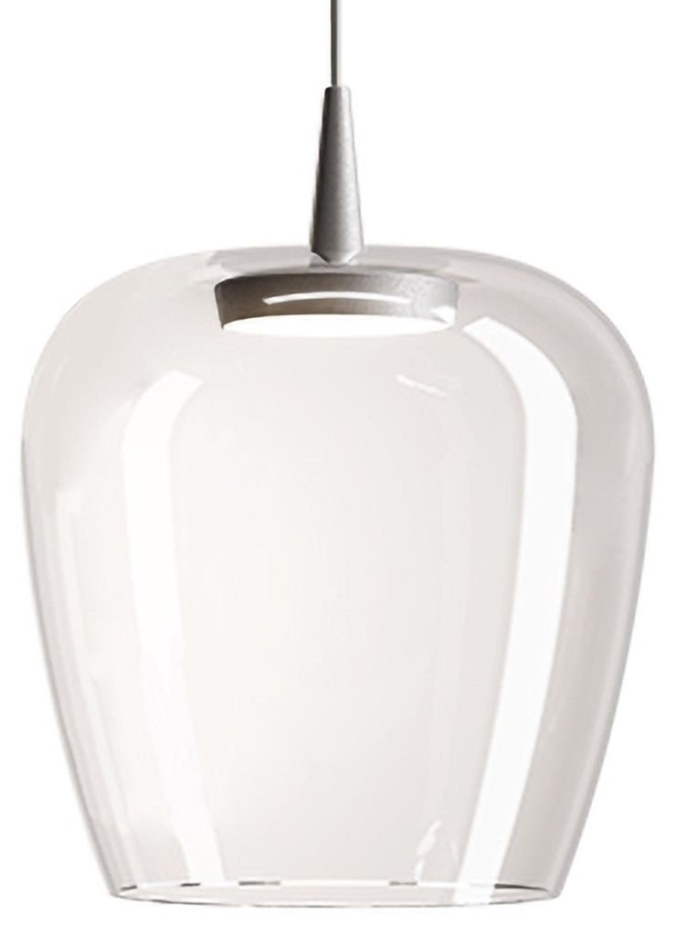 Zafferano Bilia Pendelleuchte, 230 V LED, 8 W, 2700 K, mundgeblasenes Borosilikatglas mit transparenter Aluminiumoberfläche, Durchmesser 27 cm