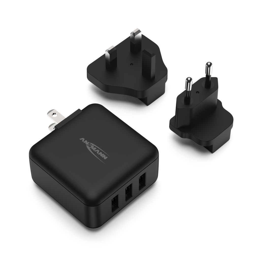 ANSMANN Travel USB Charger 15W Fast Charge Universal Travel Adapter Reiseadapter Reisestecker