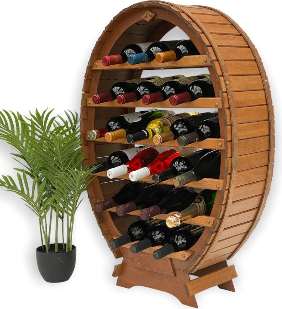 DanDiBo Casier à vin en bois Tonneau à vin debout 24 Image du produit 