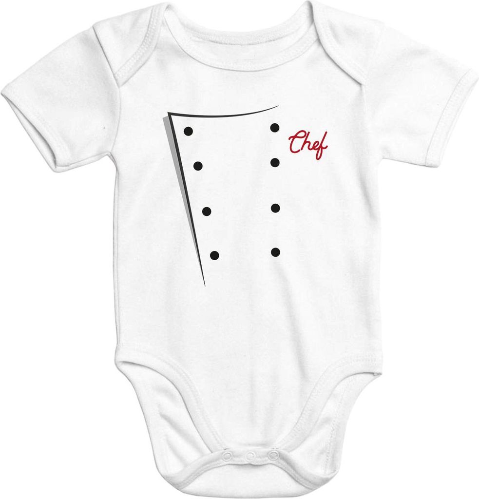 Baby Body Kostüm Koch Kochjacke Fasching Karneval Faschingskostüme Baby Moonworks weiß 3-6 Monate