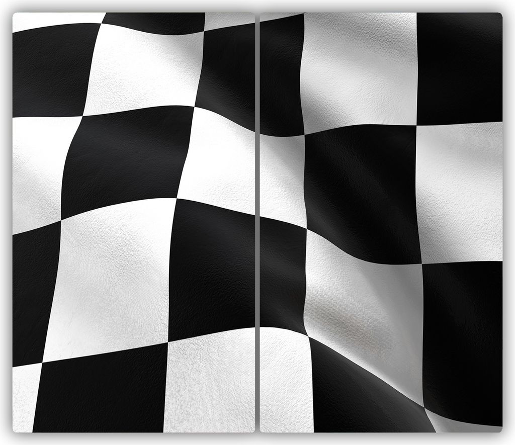 Tulup Glas-Herdabdeckplatte - 2x30x52cm - Glaskeramikkochfeld-Abdeckung Spritzschutz Zweiteilig Flagge beenden