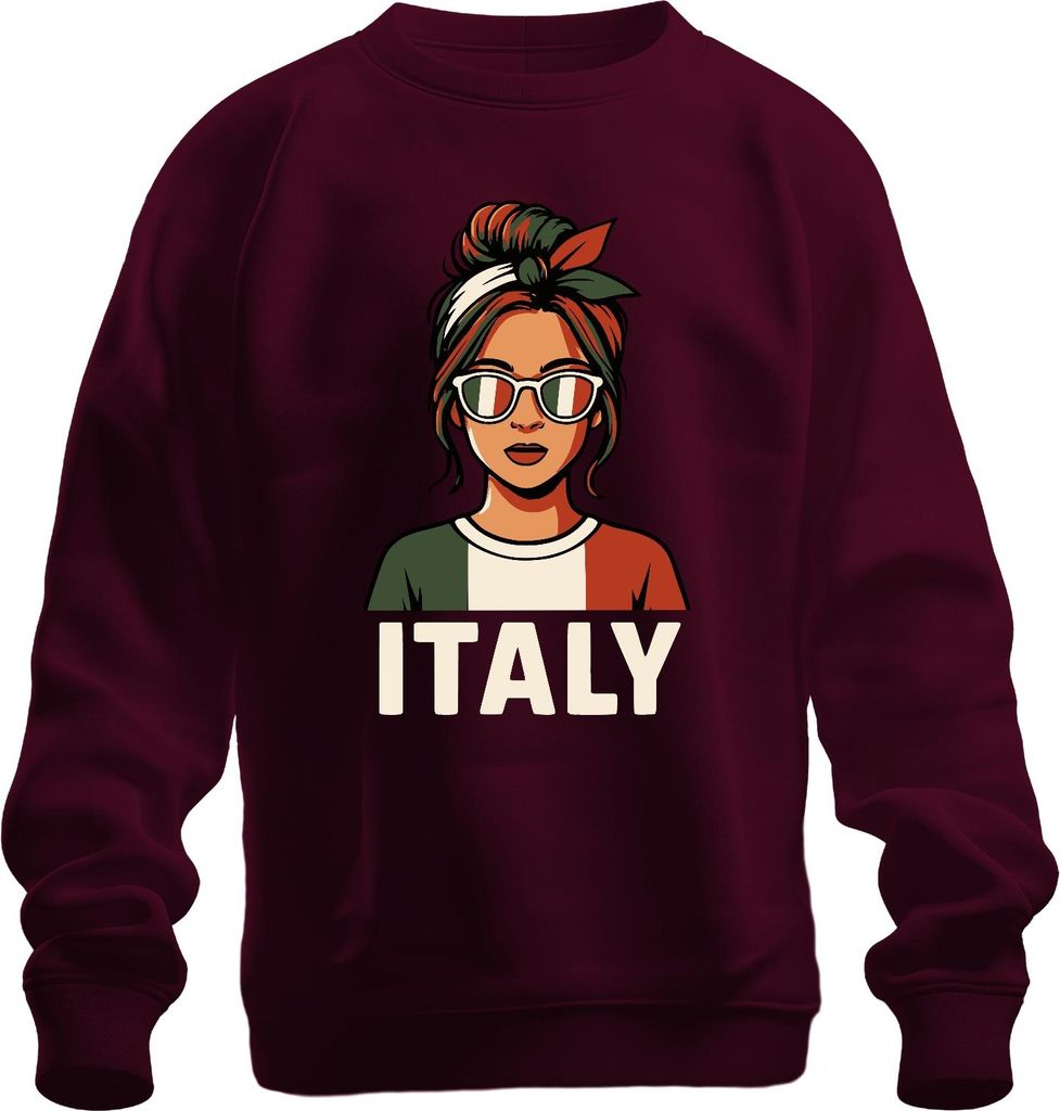 Italienerin Sonnenbrille Flagge Retro Urlaub Fan Reise Italien Uni Sweatshirt Pullover, Burgundy, 3XL