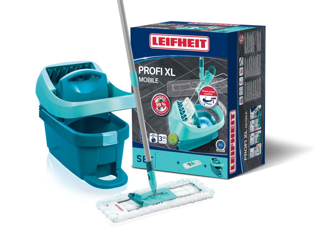 Leifheit Set Wischtuchpresse Profi XL mit Rollen und Bodenwischer