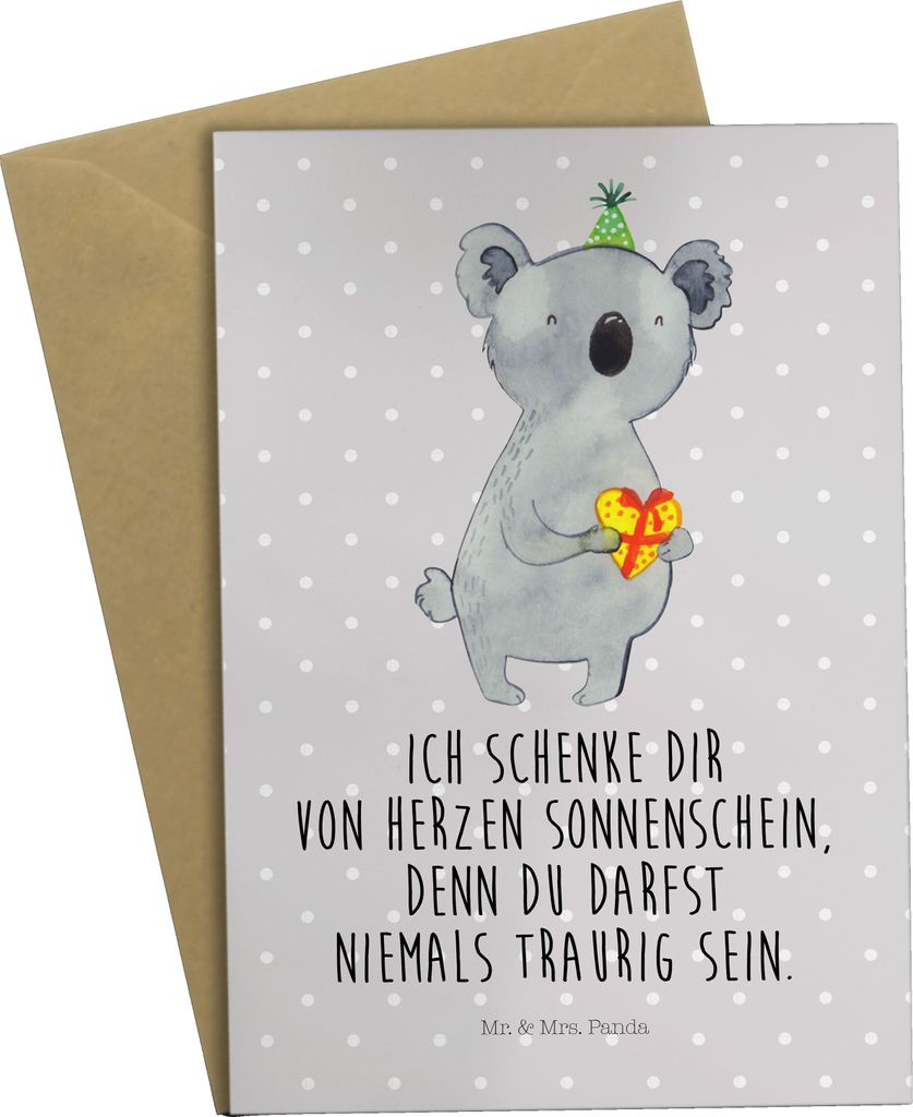 Mr. & Mrs. Panda babykarte Koala Geschenk - Grau Pastell - kommunionskarte, weihnachtskarten, einladungskarten, dankeskarten, Geburtstag, Party, ho...