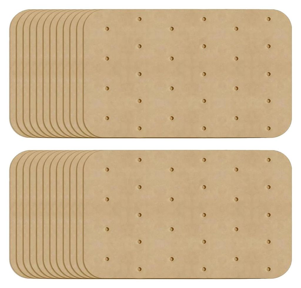 100 Stück perforiertes Backpapier für die Heißluftfritteuse, 20,5 x 14 cm, antihaftbeschichtetes Backpapier für die Heißluftfritteuse, Backpap...
