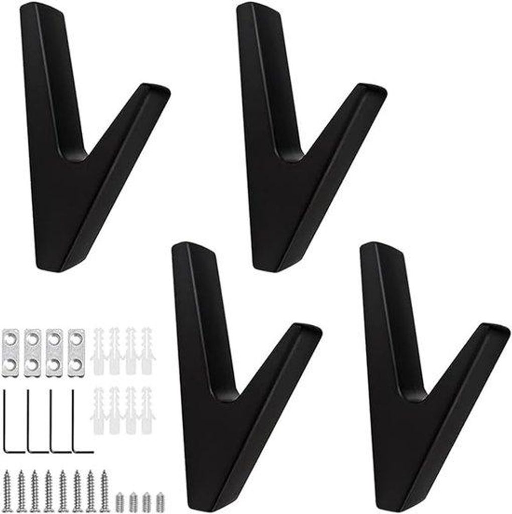 Schwarzes Badzinken-Rek mit vier Haken, für Wandmontage, schallabsorbierendes Paneel, für Badezimmer, Küchen, Flure und Gänge.