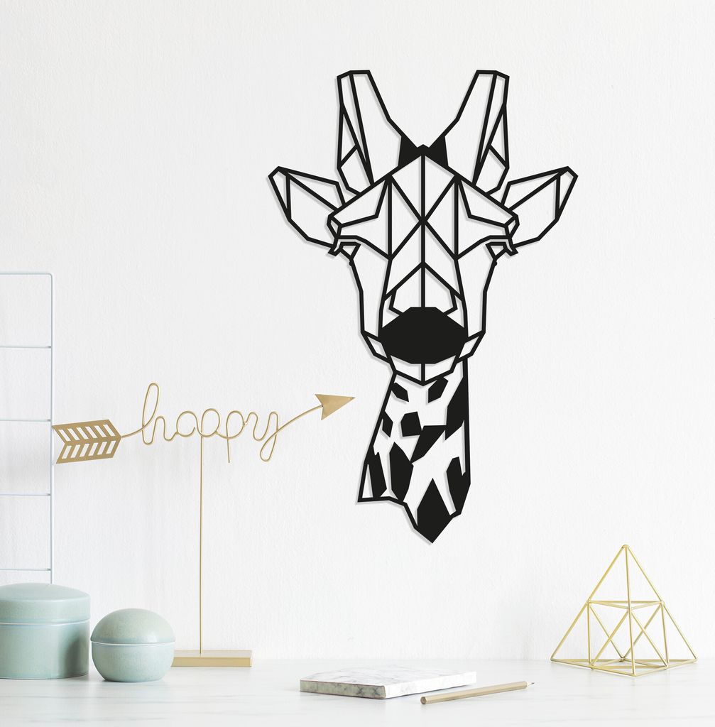 Wallity, Giraffe, Wanddeko, Schwarz, Metall, 33 x 50 cm