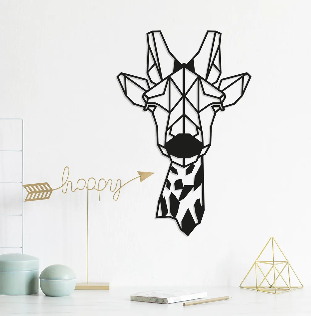 Décoration Murale Girafe en Métal Noir - Wallity Design Industriel 50cm