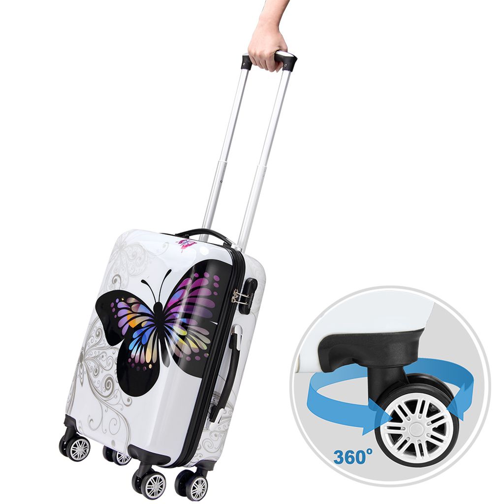 Monzana® Hartschalenkoffer Butterfly Trolley Reisekoffer Koffer M L XL 4 Rollen 