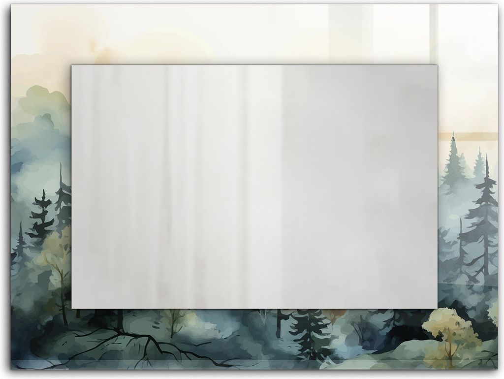 Wald im Nebel – Rechteckiger Spiegel mit Druck 80x60 cm – Modern - Dekorativ für die Wand