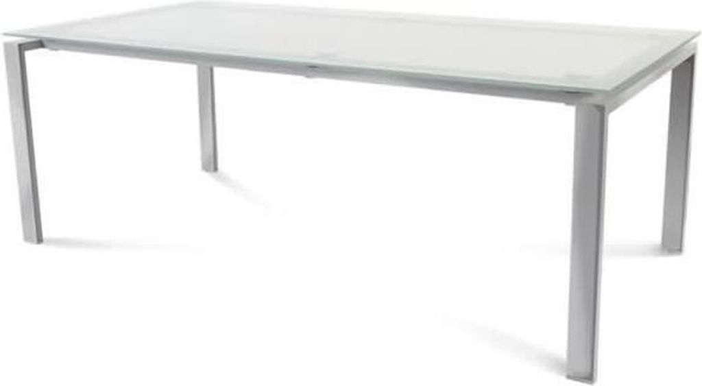 Schreibtisch Total BxTxH 200x100x73cm Gestell verchromt Platte Glas satiniert.