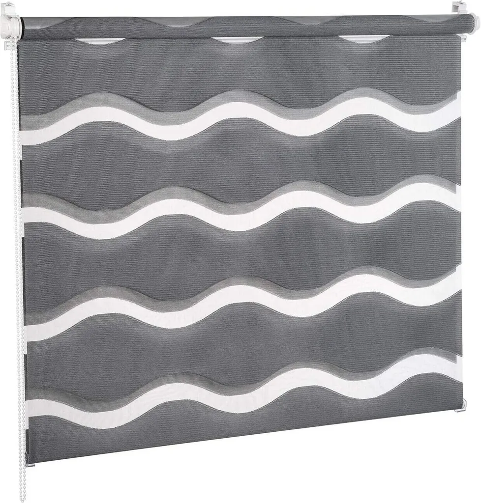 Store double WELLE blanc 105x200 cm - Solution anti-vis-à-vis effet 3D