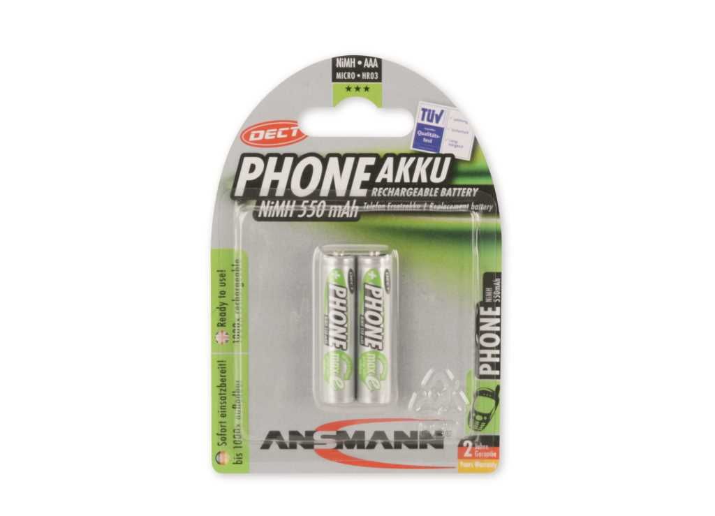Ansmann DECT NiMH micro 550mAh batterie, blister de 2 Image du produit 
