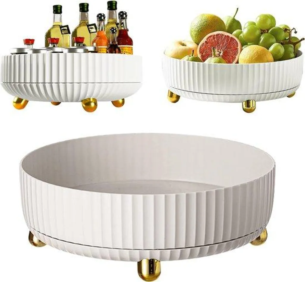 Organisateur de cuisine rotatif blanc en plastique robuste Lot de 1