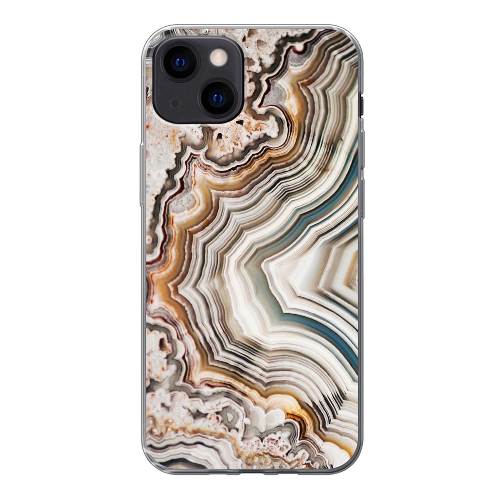 MuchoWow Handyhülle Schutzhülle Hülle für iPhone 13 Naturstein - Nahaufnahme - Muster Silikon Softcase Handy Hülle - Karteninhaber