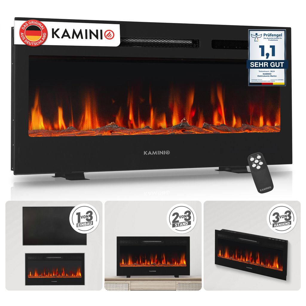 KAMINIO Elektrokamin MARLON - Elektrischer 3-in-1 Kamin mit Produktbild  KI-generiertes Bild