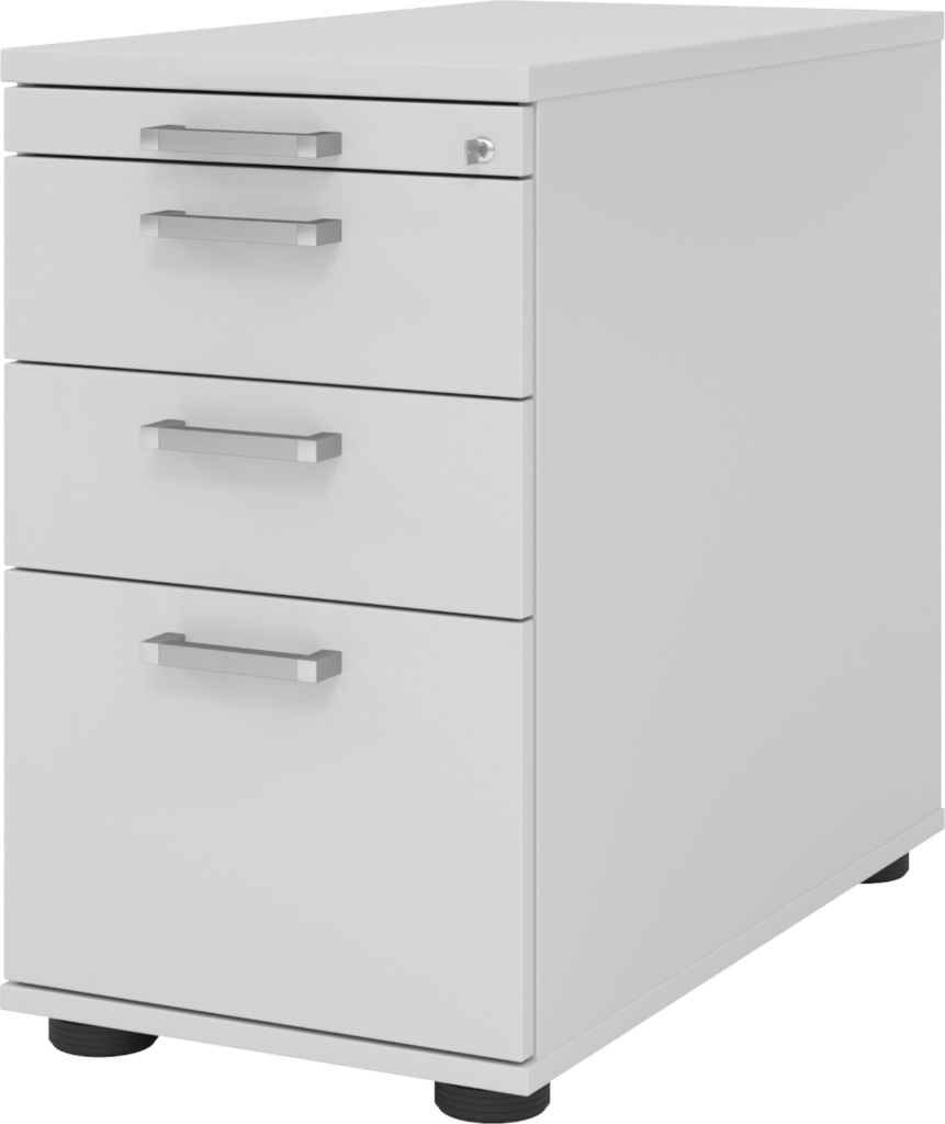 bümö office Standcontainer - mit Hängeregistratur - Griff: Chromgriff (Metall), Nachbildung: Grau