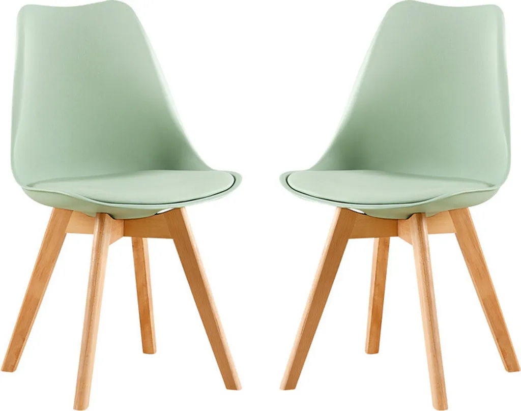 Chaises de Cuisine Rembourrées Style Scandinave Lot de 2 Vert Pastel