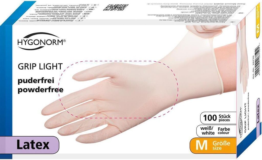 Hygonorm 26769 latex handschoenen, lichtgewicht, wit, maat Productafbeelding 