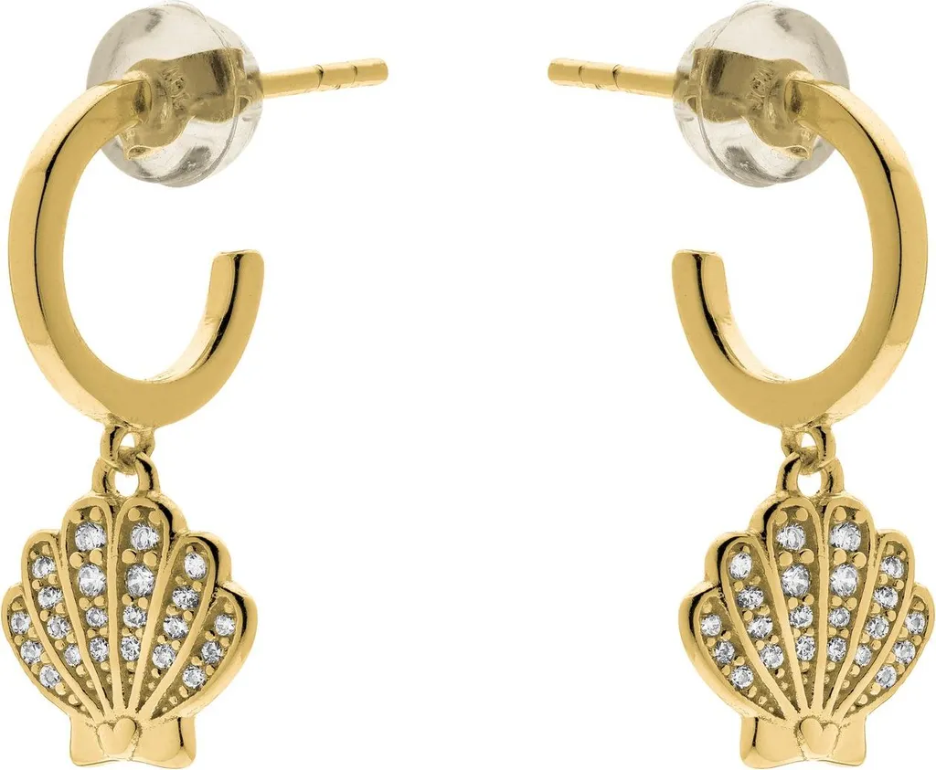 Boucles d'oreilles Disney en Argent 925 Coquillage avec Zirconium Brillant
