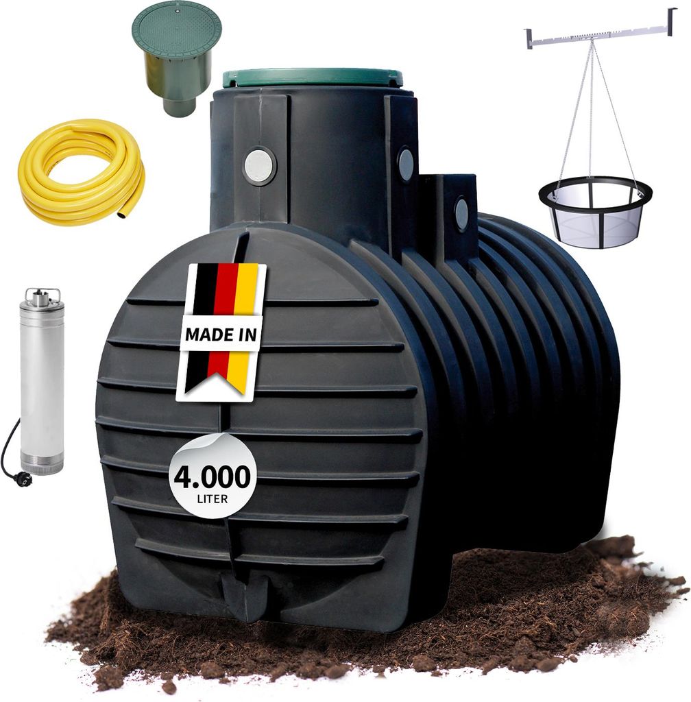 4rain MONO Erdtank-Paket 4000 Liter Garten-Comfort