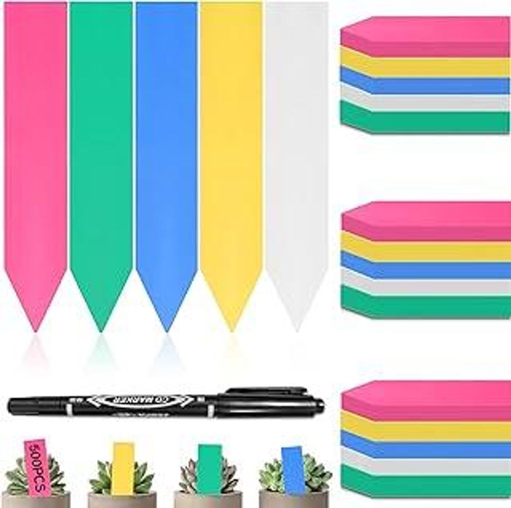 Pflanzenschilder, 500 Stück Pflanzenstecker Stecketiketten Pflanzenschilder Wetterfest Pflanzen Etiketten in 5 Farben, Für Topf Gartenpflanze Tag...